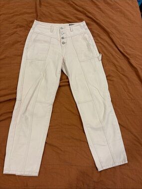 BlankNYC High-Rise Cream Carpenter Jeans 100 percent cotton utility pant size 27